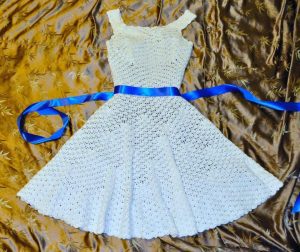 Organdy ribbon white dress