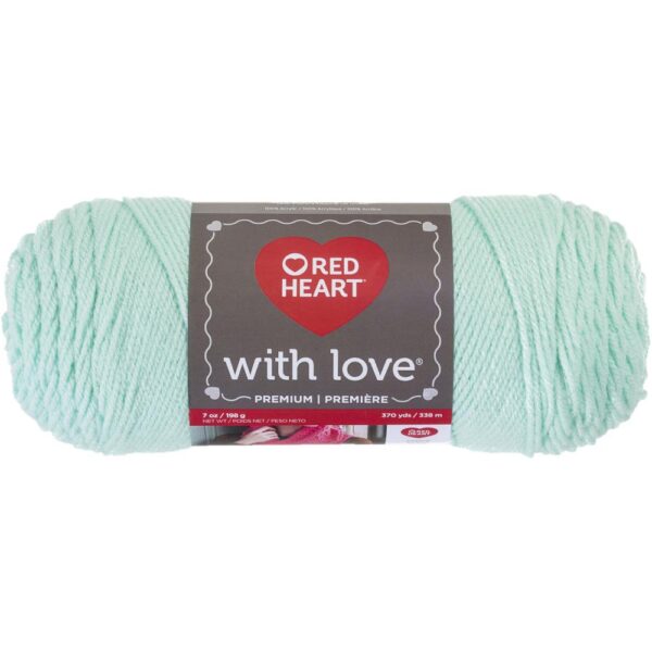 Mint red heart with love yarn 1