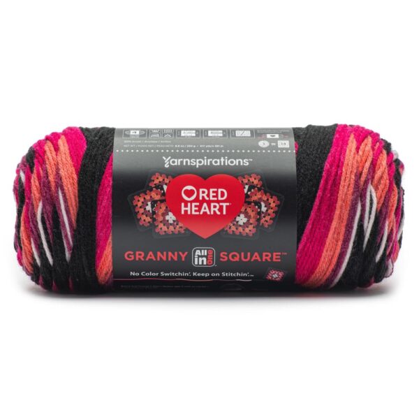Carnation code red heart granny square yarn