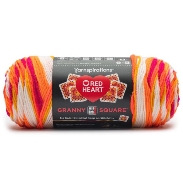 Citrus twist red heart granny square yarn