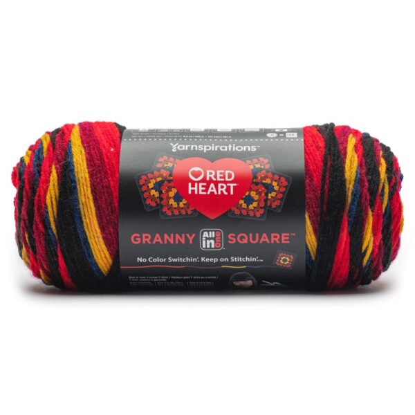 Moody cherry red heart granny square yarn