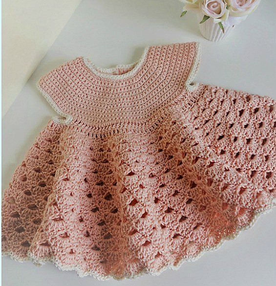 Lacy crochet outlet baby dress pattern