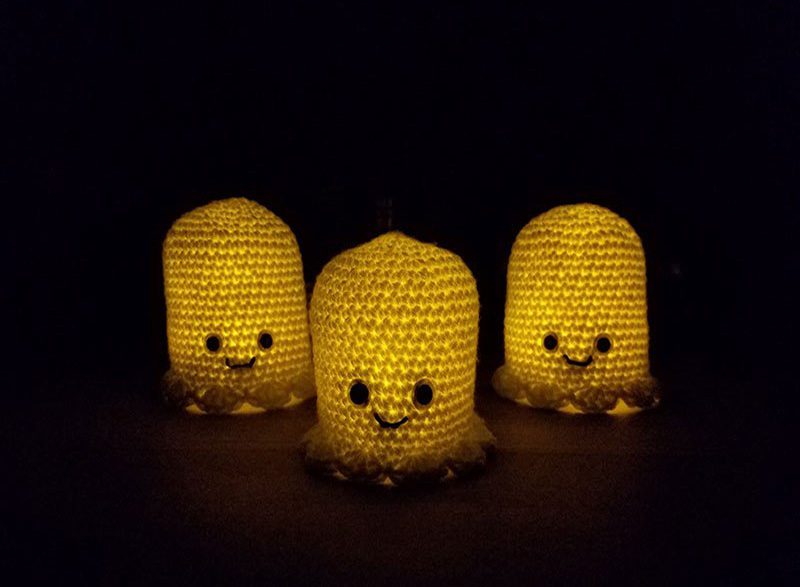 Halloween ghost lanterns in the dark