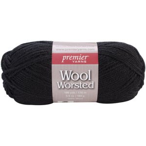 True black - wool worsted yarn