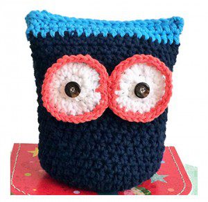 Crochet toy - owl in blue colours